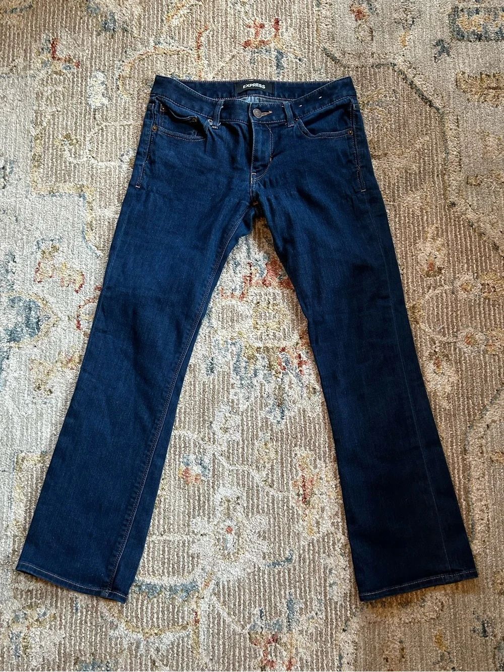 Express Dark Blue Straight-Leg Women’s Jeans